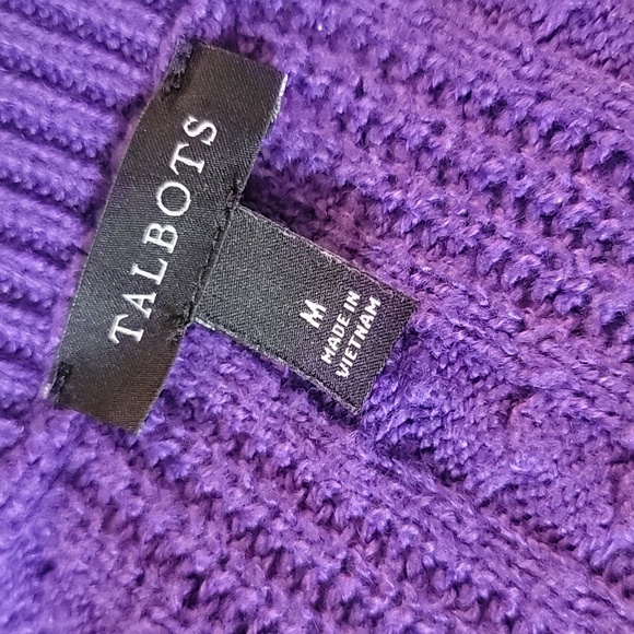 Talbots Rich Purple Crewneck Cable Knit Sweater Size M - Picture 13 of 14